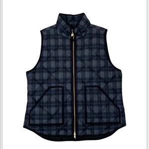J.Crew Gray & Black Puffer Vest in Plaid